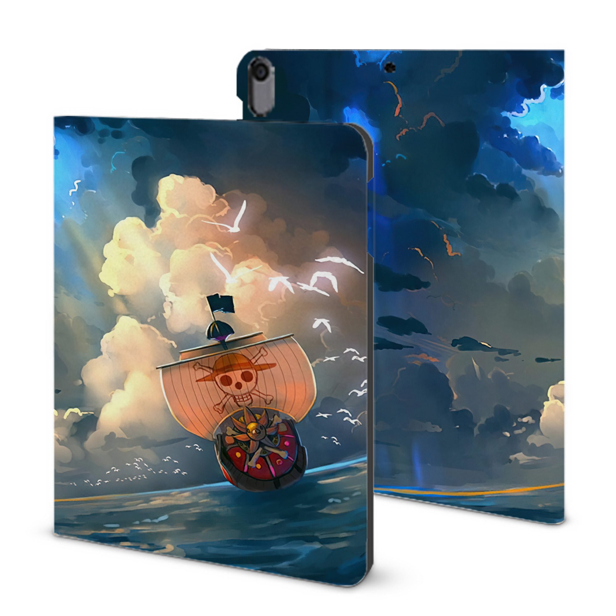 ワンピース ONE PIECE IPad ケース ブック型 PUレザー TPU 耐衝撃 軽量 薄型 ペン収納なし 全面保護 IPad 各モデル対応